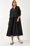 Women's Black Hooded Half Zipper Striped Back Long Dress 8150 60351350