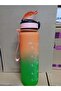 Green-Orange Lockable Leak Proof Lid Flask with Straw and Motivational Lettering Flask 1 Liter - 5