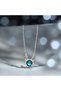 316L Tarnish Stainless Steel Necklace with Blue Stone Zircon Deer Horn Figure