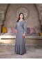 Ribbed Corded Fabric Flounce Long Dress