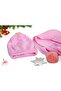 Pink Plain Patterned Pompom 1-8 Years Old Children's Scarf and Beanie Set - 2