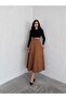 Women's Suede Tan Flared Skirt