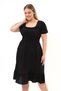 Apsen Women's Black Square Neck Ruffle Detailed Midi Length Summer Viscon Dress 4467-110 - 2