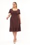 Apsen Women's Brown Square Neck Ruffle Detail Midi Length Summer Viscon Dress 4467-110 - 3