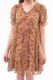 Apsen Women's Mustard New Season Ruched Detail Floral Pattern Chiffon Dress 4316-95 - 5