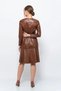Apsen Women's Tan Crew Neck Leather Look Winter Dress with Tie Detail 4357-100 - 5