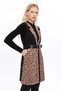 Apsen Women's Black Digital Printed Suede Fabric Belt Detailed Vest 8023-95 - 5