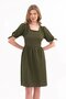 Apsen Women's Khaki Color Square Neck Sleeve Detailed Dress 4368-100 - 8
