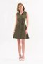 Apsen Women's Khaki Shirt Collar Buttoned Sleeveless Summer Short Dress 4330-95