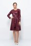 Apsen Women's Burgundy Crew Neck Leather Look Winter Dress with Tie Detail 4357/100