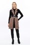 Apsen Women's Black Digital Printed Suede Fabric Belt Detailed Vest 8023-95 - 3