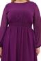 Apsen Women's Purple Crew Neck Long Sleeve Detailed Midi Length Chiffon Dress 4466/120 - 7