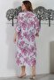 Italian Pink-White Shirt Collar Button Long Sleeve Double Pocket Allover Printed Woven Dress - 6
