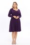 Apsen Women's Purple Pentagonal Collar Long Sleeve Detailed Midi Knitted Dress 4464/110