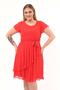 Apsen Women's Pomegranate Flower Flywheel Detailed Midi Plus Size Chiffon Dress 4337-110 - 5