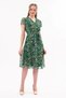 Apsen Women's Emerald Green Pattern Double Breasted Collar Midi Length Chiffon Dress 4445-110 - 3