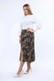 Apsen Women's Beige Leopard Patterned Slit Detailed Summer Midi Plus Size Skirt 2176/80 - 5