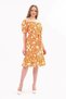 Apsen Women's Orange Boat Neck Gathered Flounce Detailed Midi Summer Dress 4473-105 - 2