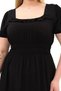 Apsen Women's Black Square Neck Ruffle Detailed Midi Length Summer Viscon Dress 4467-110 - 8