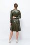 Apsen Women's Khaki Crew Neck Leather Look Winter Dress with Tie Detail 4357-100 - 5