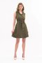 Apsen Women's Khaki Shirt Collar Buttoned Sleeveless Summer Short Dress 4330-95 - 2