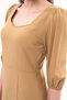 Apsen Women's Camel Slit Detailed Pentagonal Neck Midi Crepe Dress 4444-120 - 8