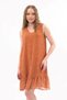 Apsen Women's Mustard Drawstring Detailed Midi Length Printed Chiffon Dress 4326-95 - 3