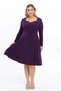 Apsen Women's Purple Pentagonal Collar Long Sleeve Detailed Midi Knitted Dress 4464/110 - 8