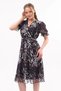Apsen Women's Leopard Purple Patterned Double Breasted Collar Midi Chiffon Dress 4431-110 - 5