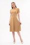 Apsen Women's Cmel Crew Neck Midi Length Crepe Dress 4442-110 - 3