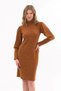 Apsen Women's Tan Turtleneck Back Buttoned Sleeve Detailed Midi Knitwear Winter Dress 4351-100 - 7