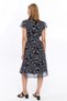 Apsen Women's Gray Patterned Double-Breasted Collar Midi Length Chiffon Dress 4445-110 - 7