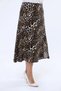 Apsen Women's Beige Leopard Patterned Slit Detailed Summer Midi Plus Size Skirt 2176/80 - 8