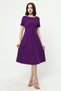 Apsen Women's Purple Crew Neck Midi Crepe Dress 4442-110