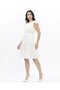 Apsen Women's Color White Shoulder Detailed Gathered Midi Length Summer Dress 3886/100 - 3