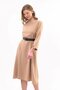 Apsen Women's Beige New Season Belted Crew Neck Dress 3809-110 - 3