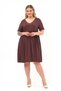 Apsen Women's Brown Ruched Detail Midi Summer Plus Size Dress 4424-105