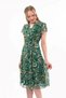 Apsen Women's Emerald Green Pattern Double Breasted Collar Midi Length Chiffon Dress 4445-110 - 7