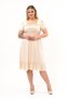 Apsen Women's Beige Square Neck Ruffle Detailed Midi Length Summer Viscon Dress 4467/110
