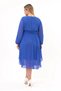 Apsen Women's Indigo Crew Neck Waist Draped Detailed Long Sleeve Midi Length Chiffon Dress 4466/120 - 6