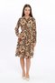 Apsen Women's Tan Floral Patterned Front Buttoned Viscon Dress 4426-100 - 2