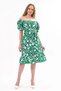 Apsen Women's Green Boat Neck Gathered Flounce Detailed Midi Summer Dress 4473-105 - 3