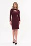 Apsen Women'S-Burgundy Chest-Windowed Long Sleeve Detailed Short Winter Knitwear Dress 4463-95 - 2