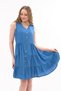 Apsen Women's New Season V-Neck Skirt with Ornamental Buttons and Ruffles Indigo Short Dress 4472-95 - 8