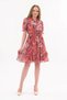 Apsen Women's Tile Ruffle Tie Collar Midi Chiffon Dress 4432-100