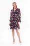 Apsen Women's Navy Blue Floral Patterned Double Breasted Collar Midi Chiffon Dress 4433-100 - 2