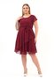 Apsen Women's Burgundy Volan Detailed Midi Plus Size Chiffon Dress 4337-110