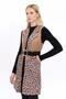 Apsen Women's Light Mink Digital Printed Suede Fabric Belt Detailed Vest 8023-95 - 3