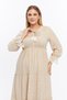Striped Muslin Lace Detailed Dress Beige - 3