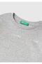 Girl's Gray Melange Front Water-Based Logo Printed Regular Cut Long Sleeve T-Shirt - 3